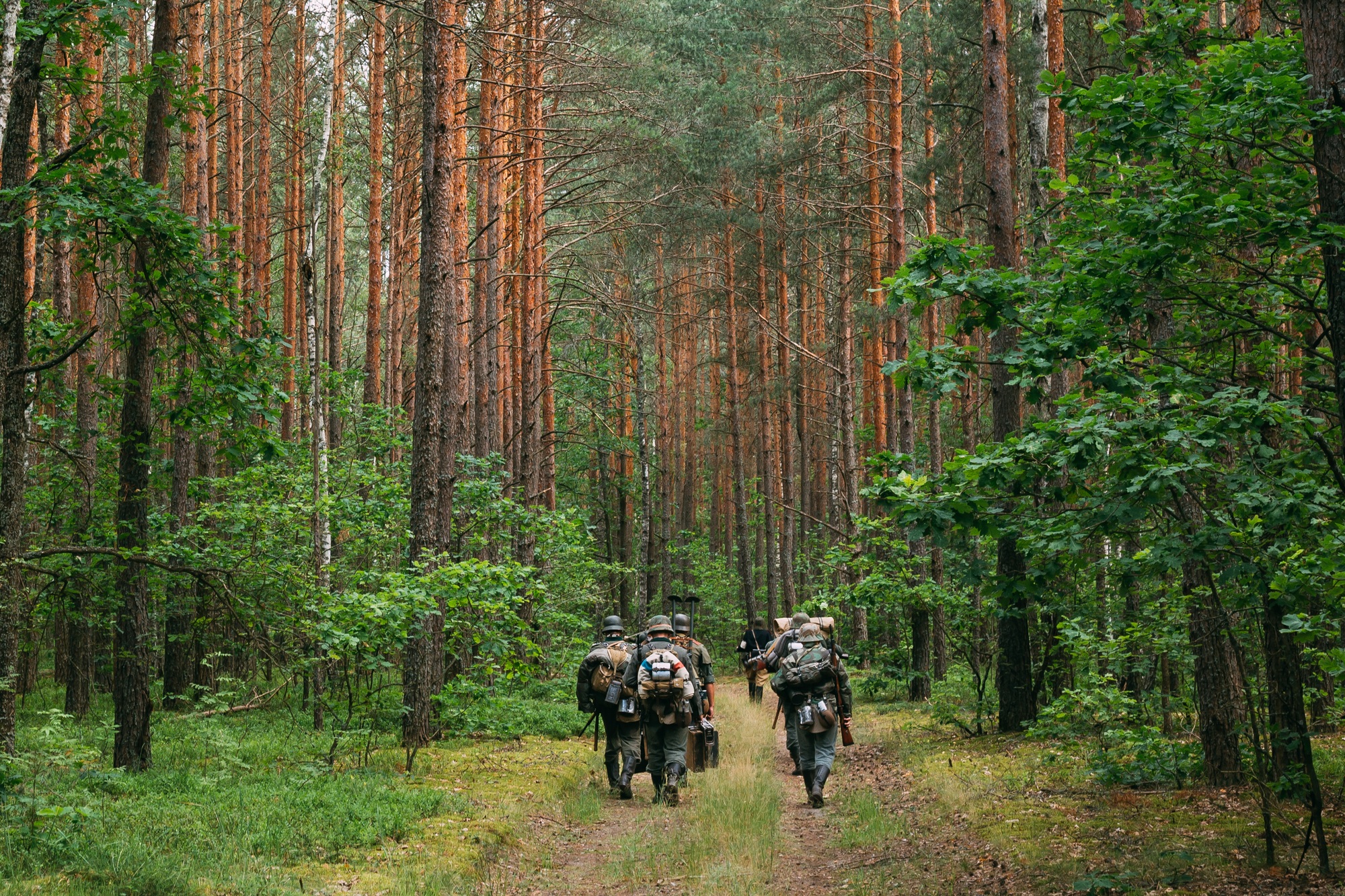 German Infantry Soldier In World War II Marching Walking Along F